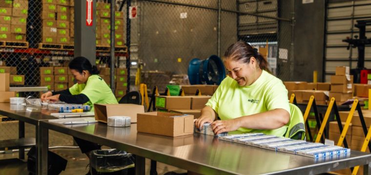 Warehouse packing workers