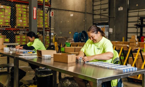 Warehouse packing workers