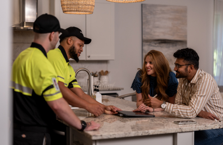 delivery crew inside home