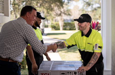 delivery man at customers front door