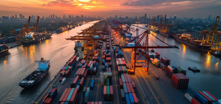 port at sunset